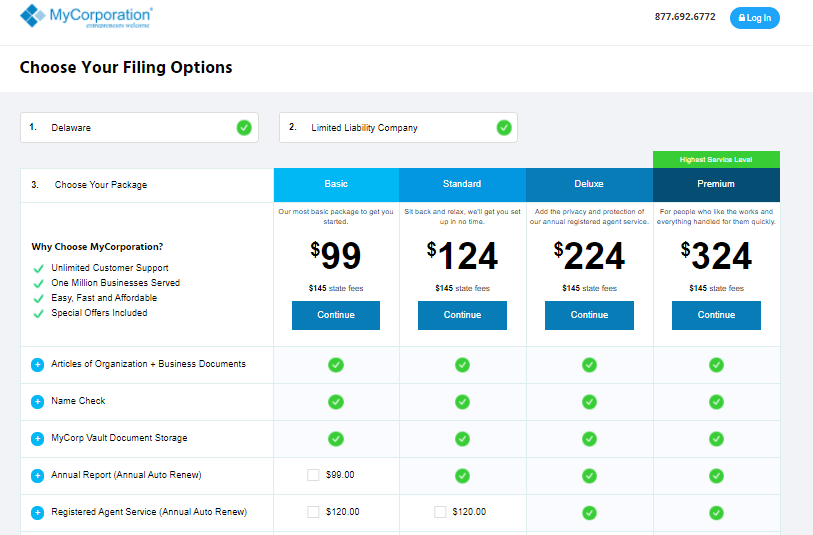 Choosing your package options.