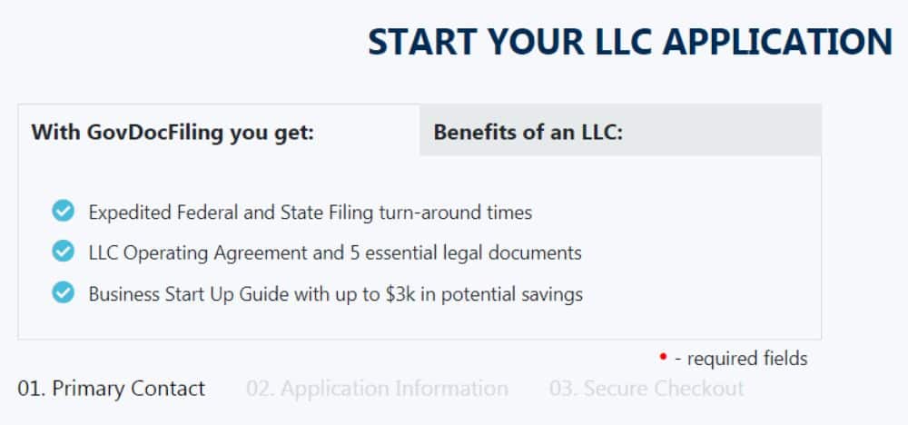 Starting an LLC with GovDocFiling.