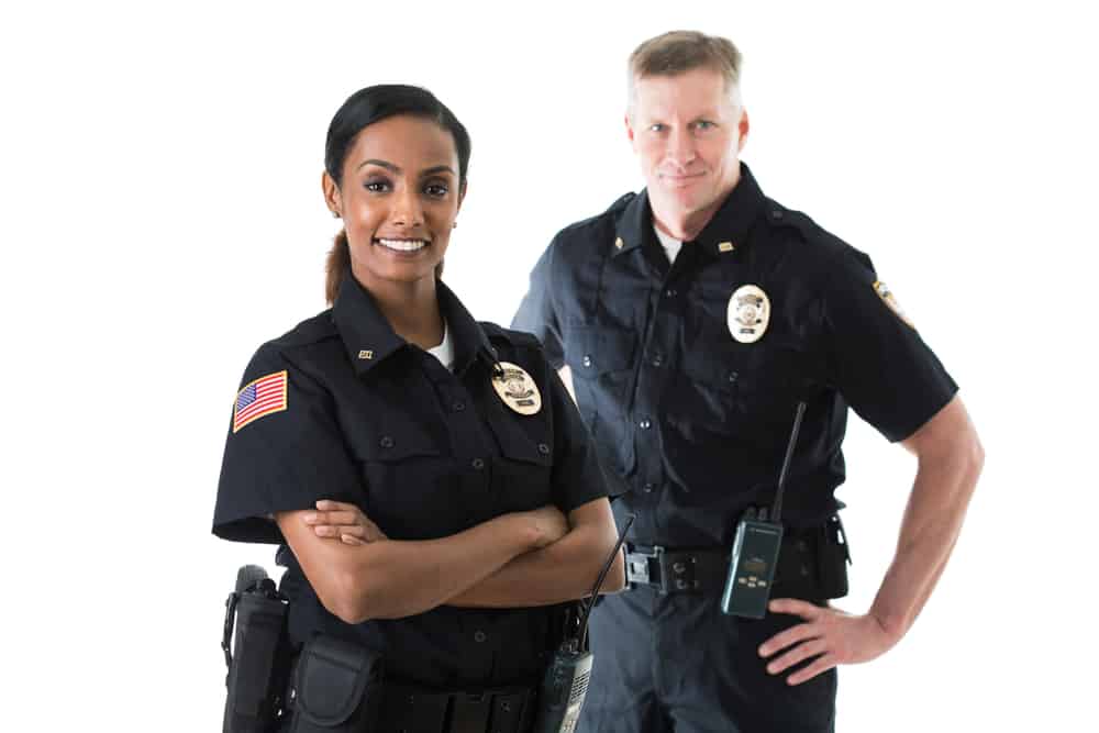 Police officer partners standing together.