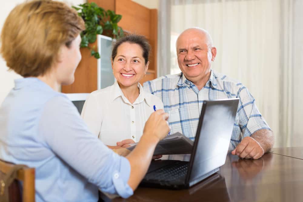 Case manager assessing her senior clients.