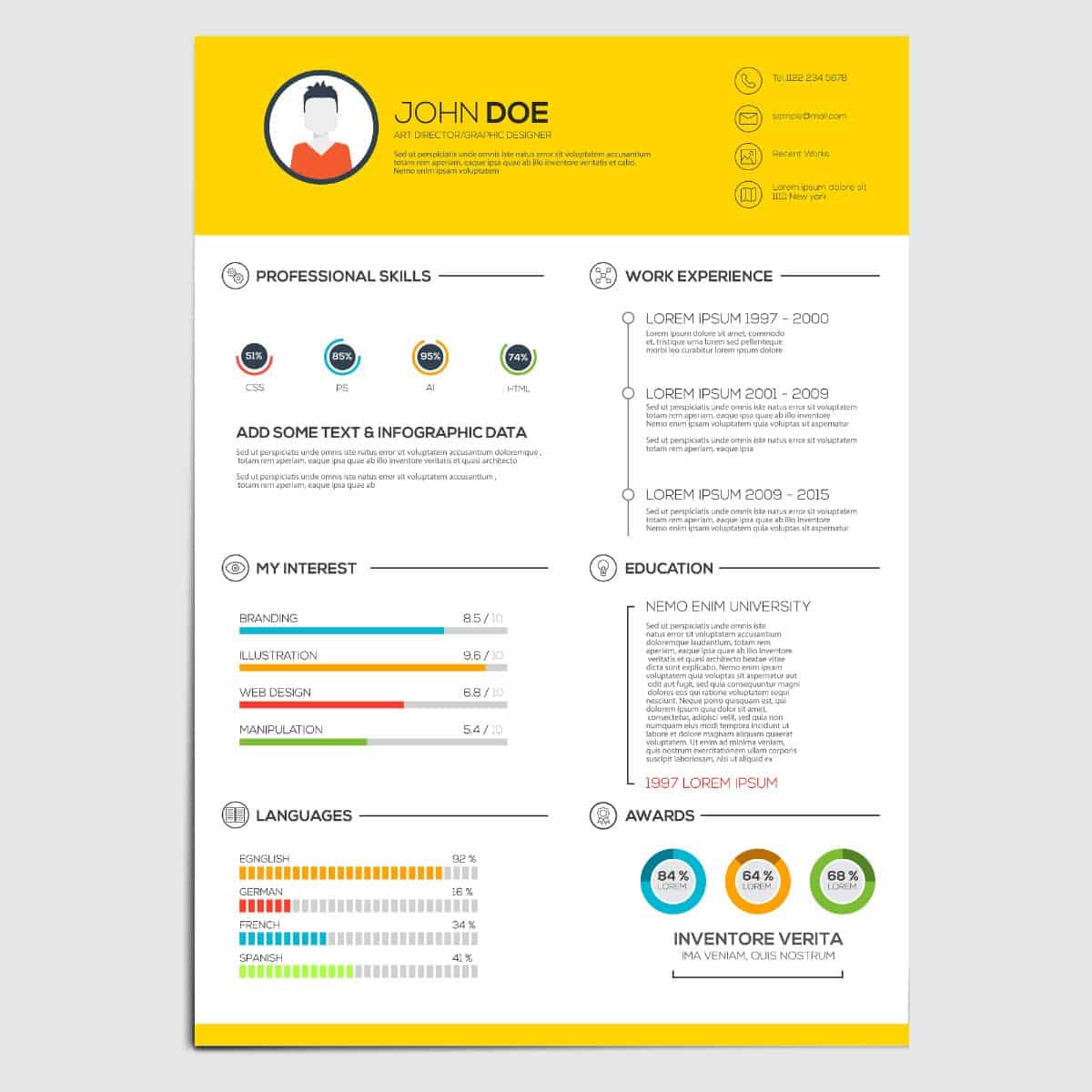 Template of an infographic resume.