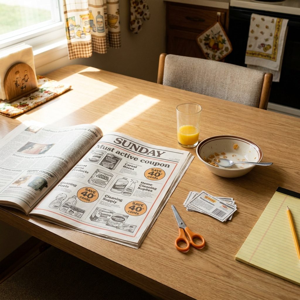 Clipping Coupons from the Sunday Paper Before Mom Woke Up to Show You Were Helpful