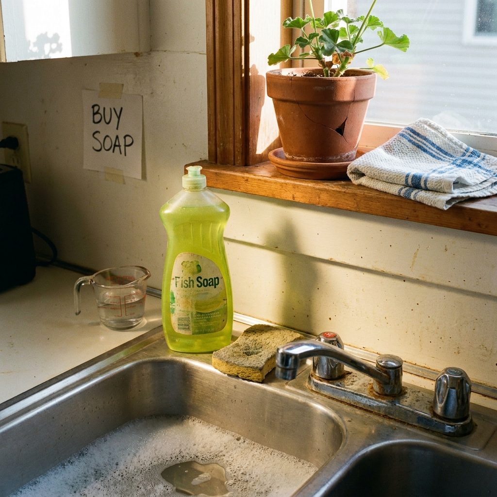 Watering Down the Dish Soap So the Bottle Lasted Until the Next Shopping Trip