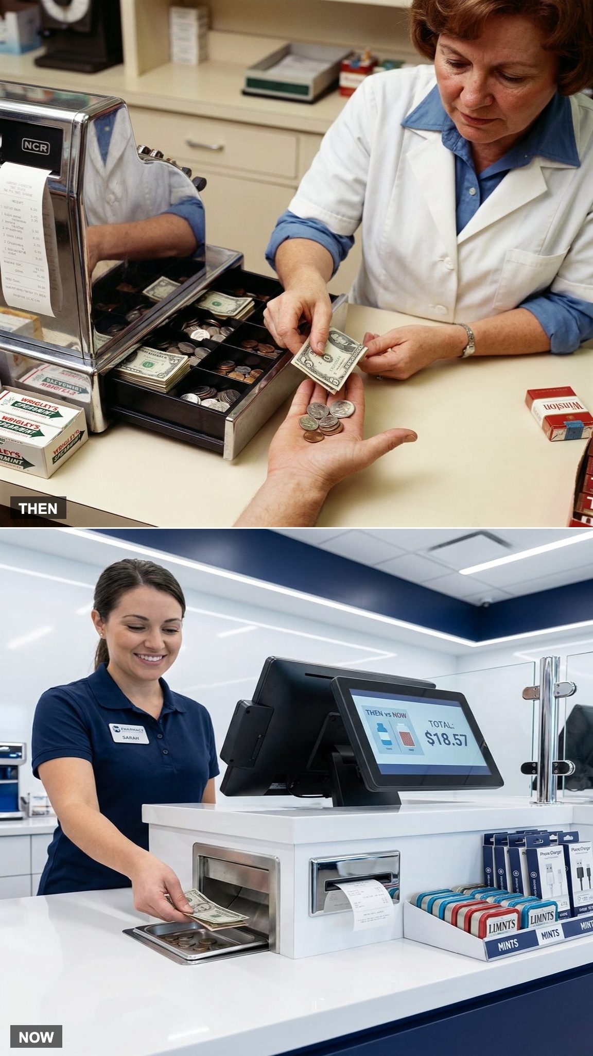 Before: Cashiers Counted Change by Hand | After: Registers Calculate Every Penny Automatically