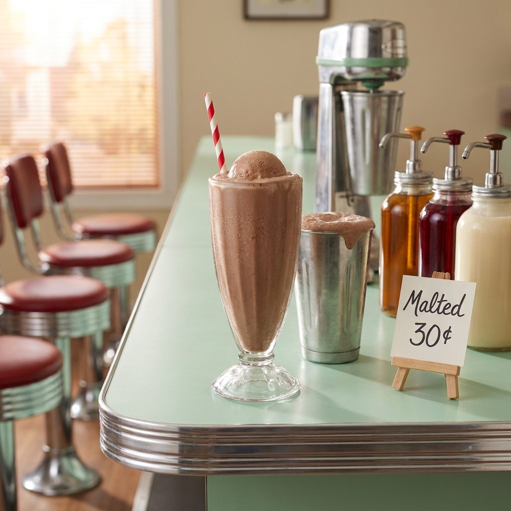A Chocolate Malted at the Soda Fountain: About 30 Cents in 1965