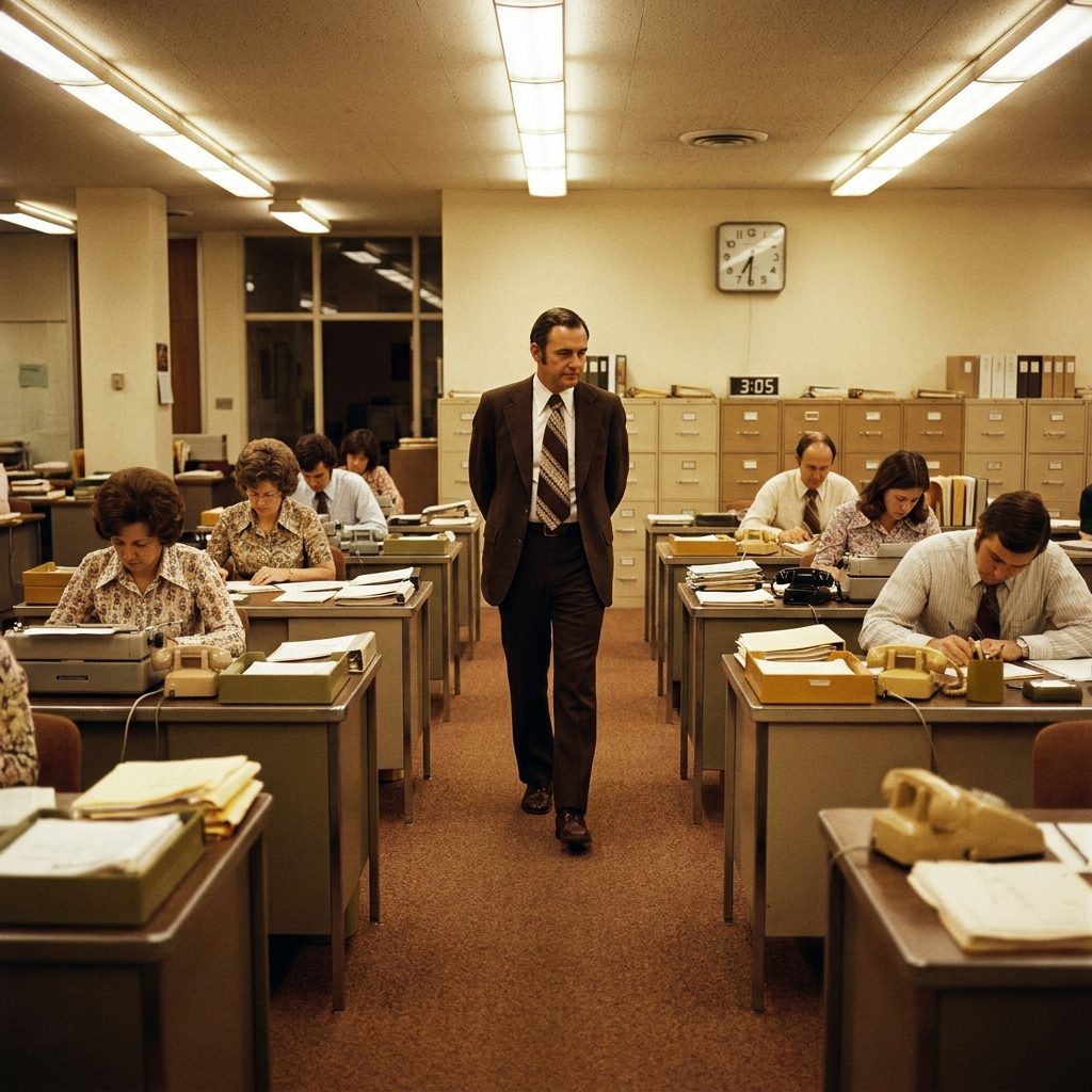The Department Head's Afternoon Walk-Through, Jacket Back On, Hands Clasped Behind His Back