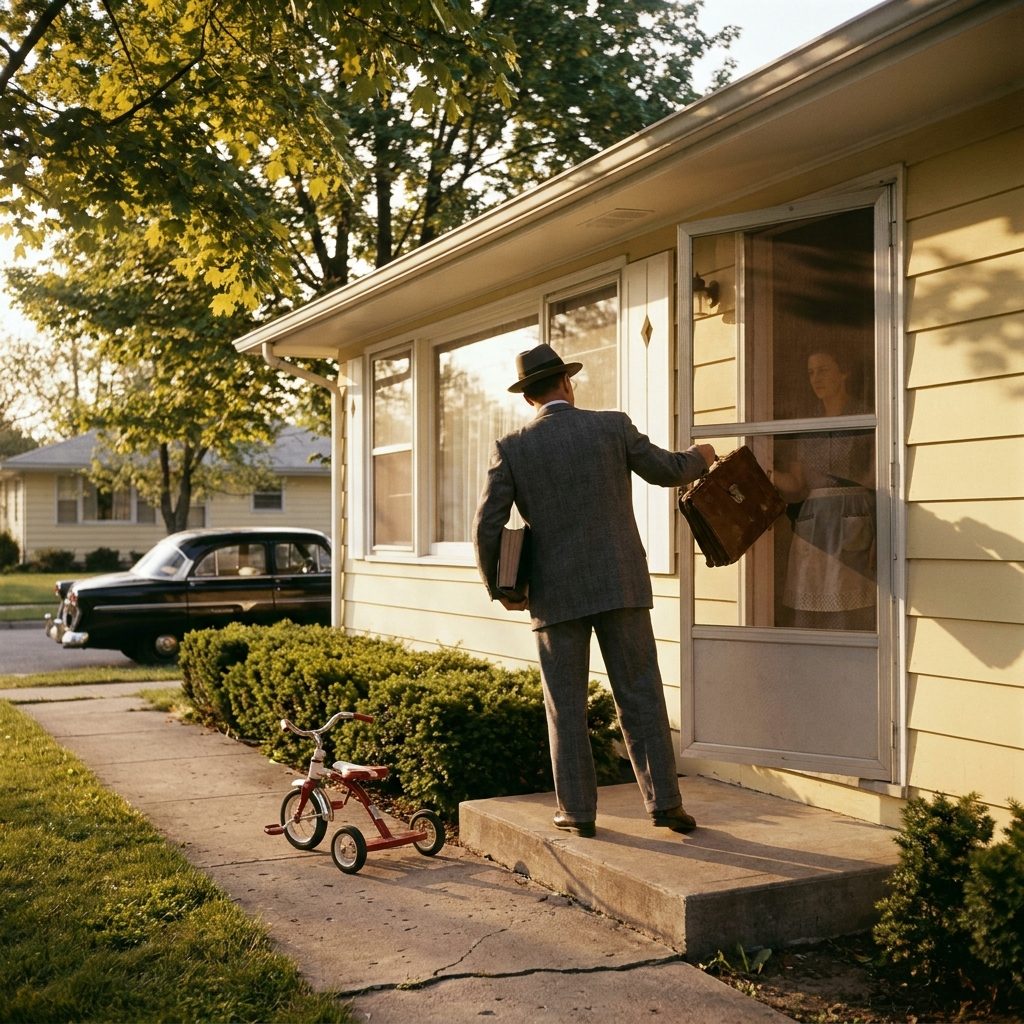 The Door-to-Door Encyclopedia Salesman With a Sample Volume Under His Arm