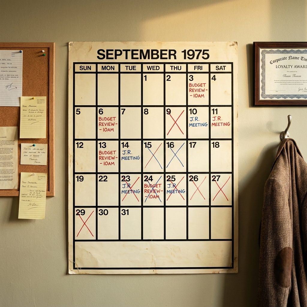 The Enormous Paper Calendar Blocking Half the Wall Behind the Boss's Desk