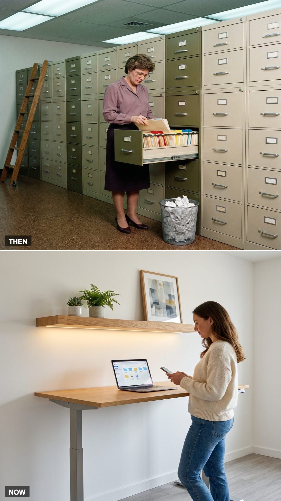 Before: Filing Cabinets Covered Entire Walls | After: Most Documents Live in the Cloud