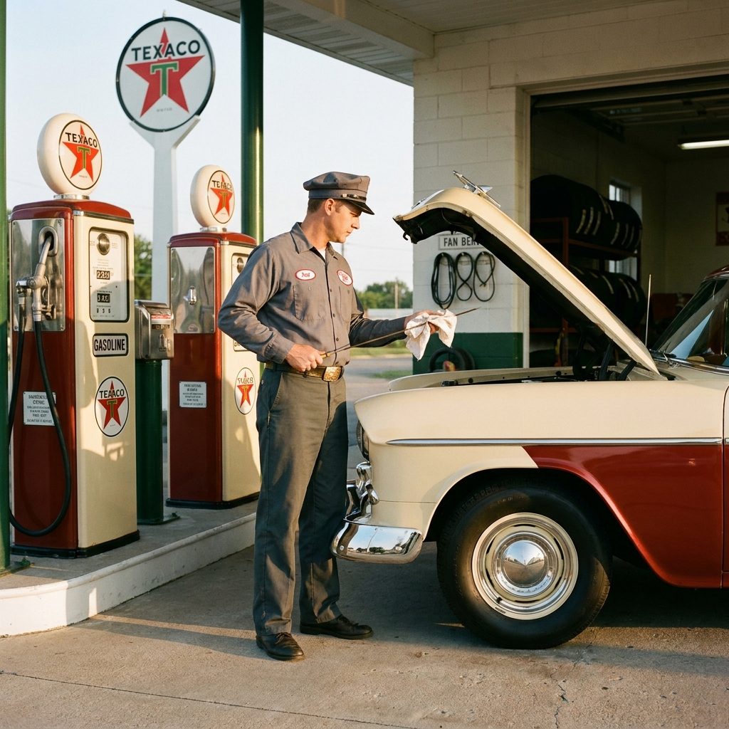 The Full-Service Gas Station Attendant Who Checked Your Oil While He Filled the Tank