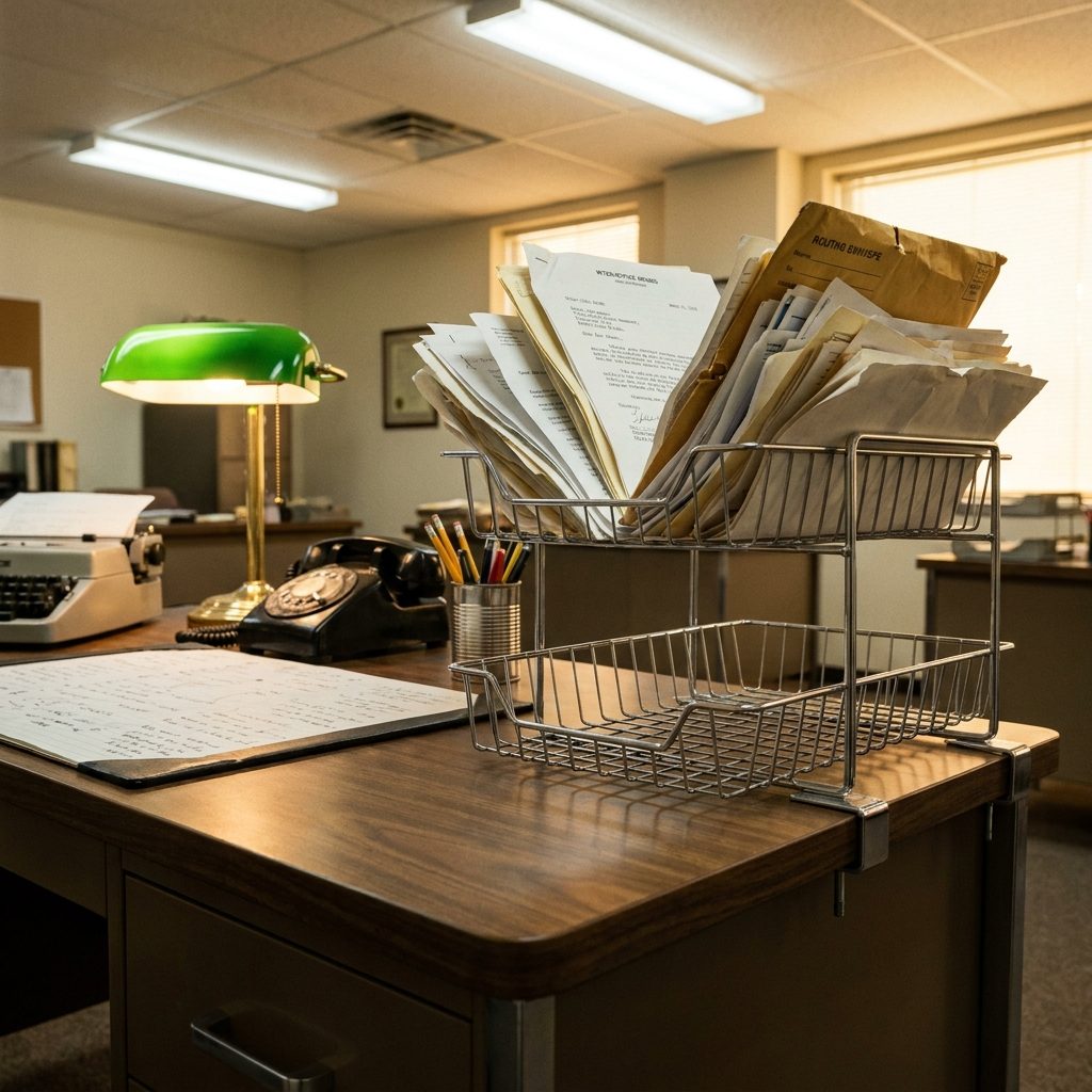 The In-Box That Was Physically a Metal Tray Bolted to the Side of Your Desk, Already Full