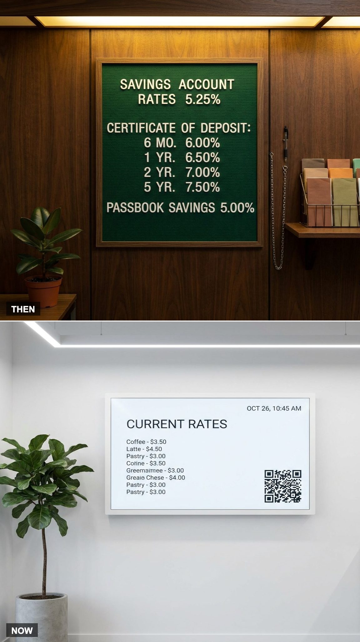 Interest Rates Were Posted on a Felt Letter Board