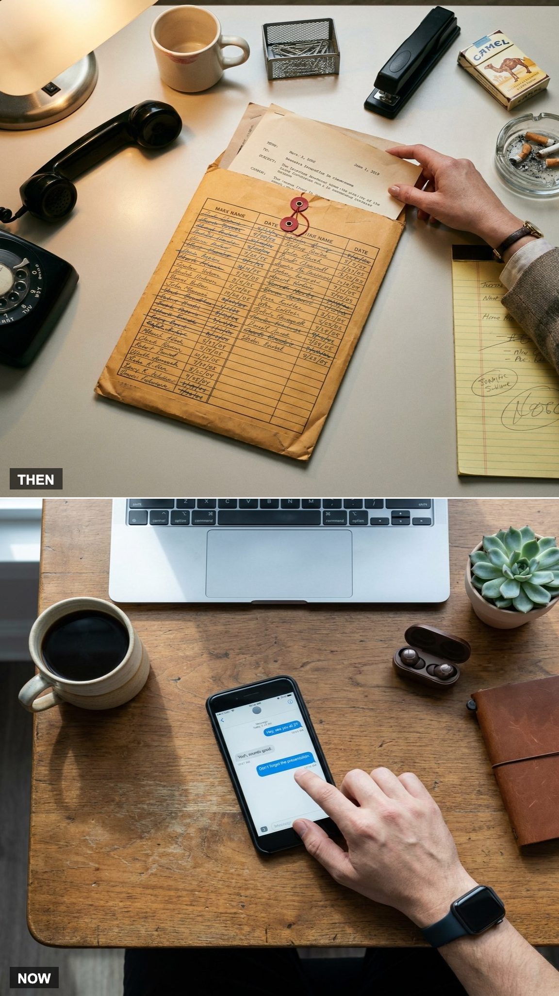 Before: Interoffice Memos Traveled on Paper | After: Instant Messaging Delivers Updates in Seconds