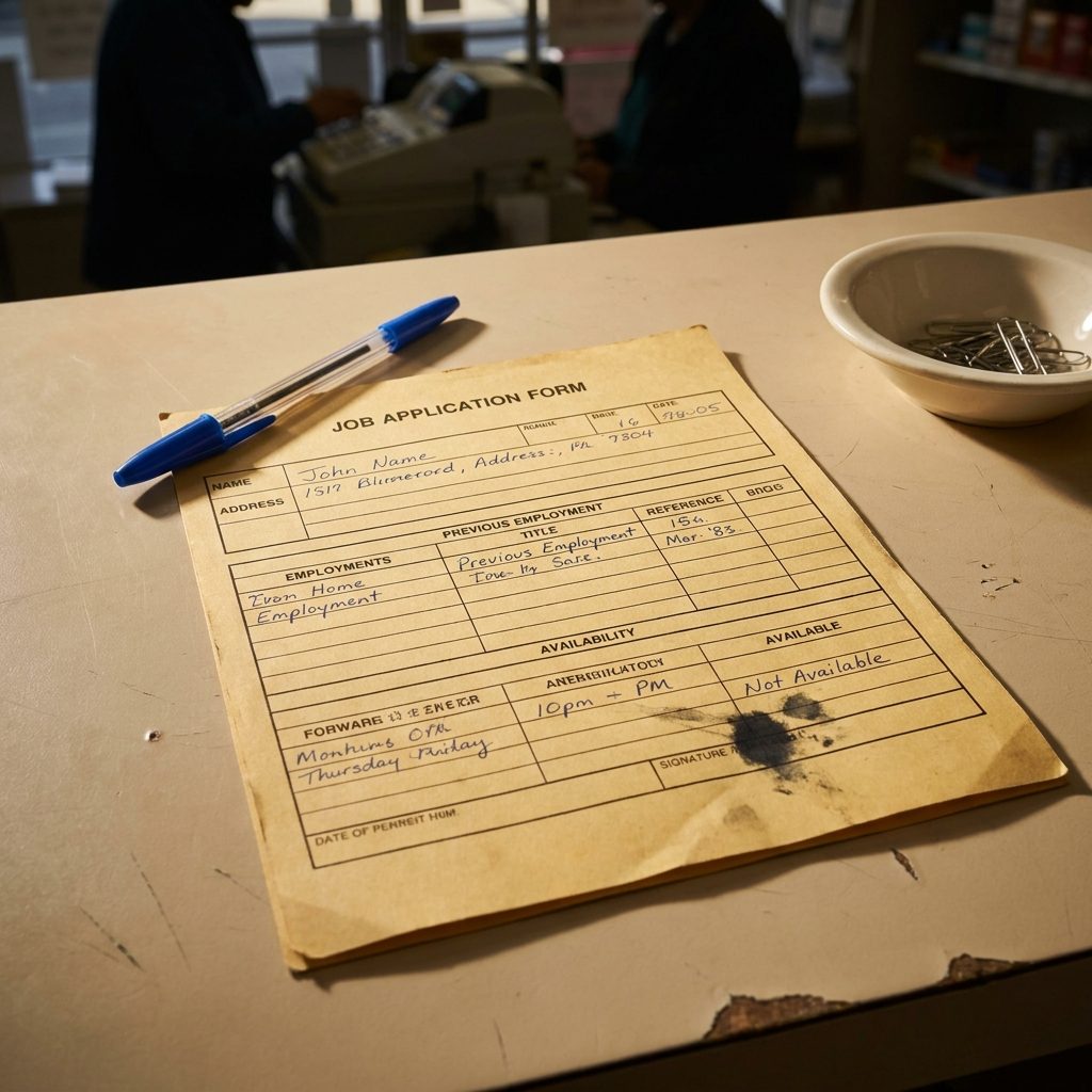 Filling Out a One-Page Job Application in Pen