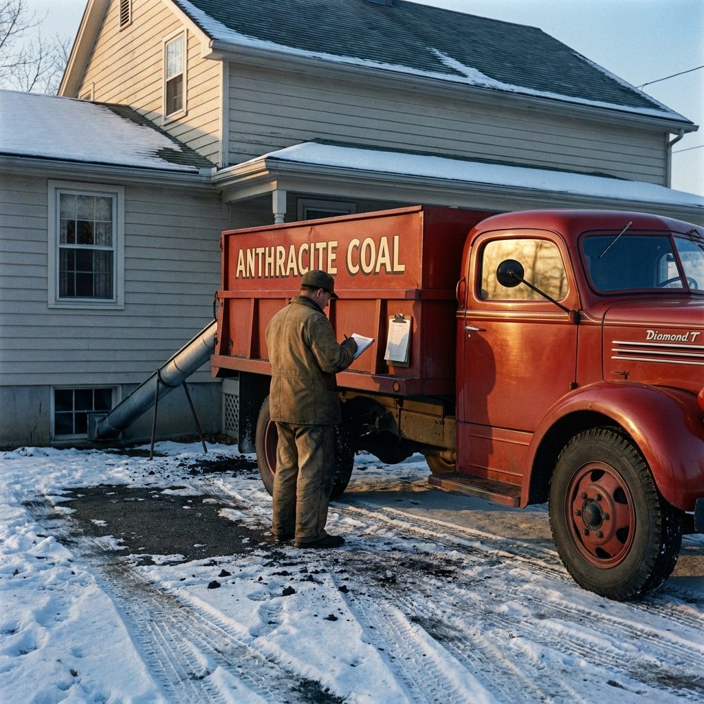 Paying the Coal Man in Installments He Wrote Down in a Pocket Notebook