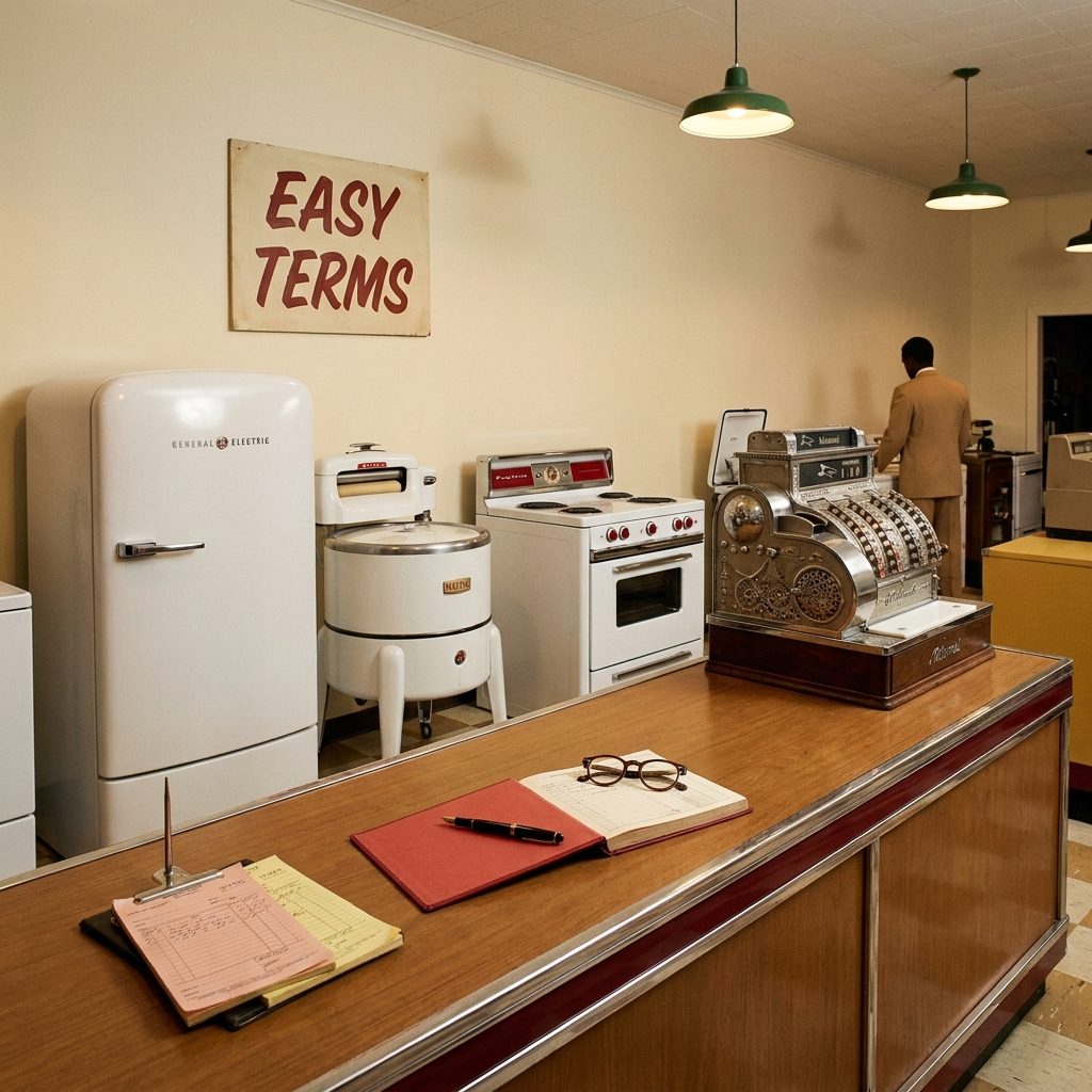 Paying Down the New Fridge at the Same Counter Where You Bought It