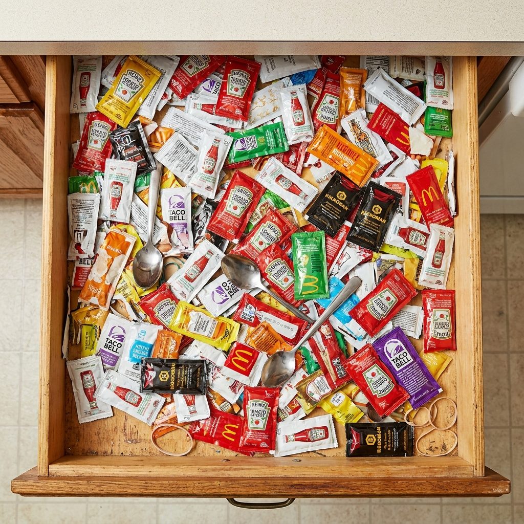 The Strange Comfort of a Junk Drawer Full of Free Ketchup Packets