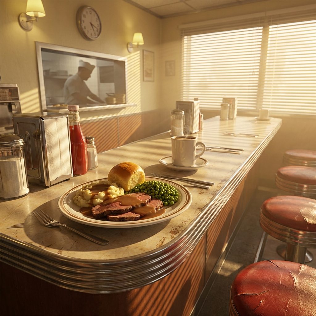 A Sunday Roast Beef Dinner at a Diner: About $1.85