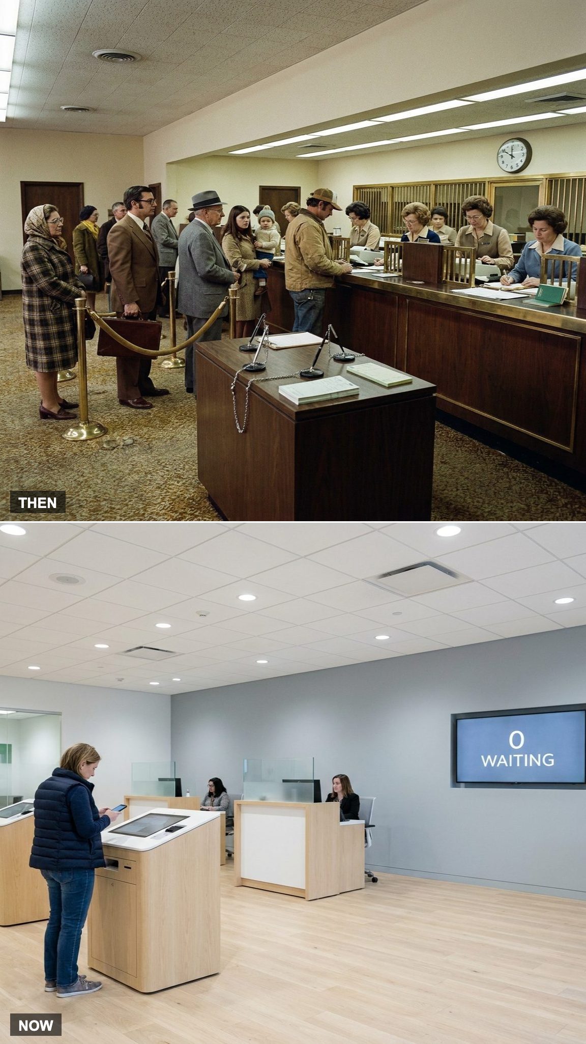 Teller Lines Across the Lobby vs. Nobody in Line at All