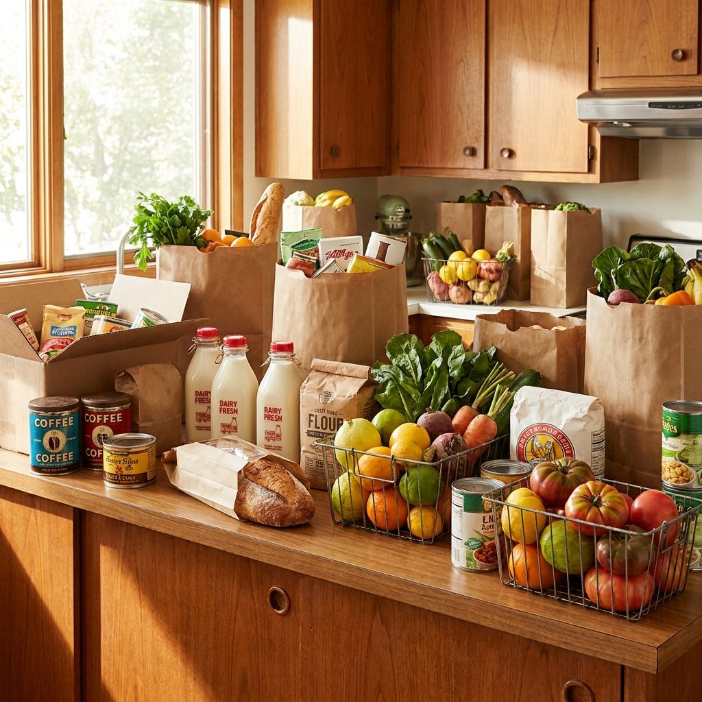 A Week of Groceries for a Family of Four: About $20 to $25