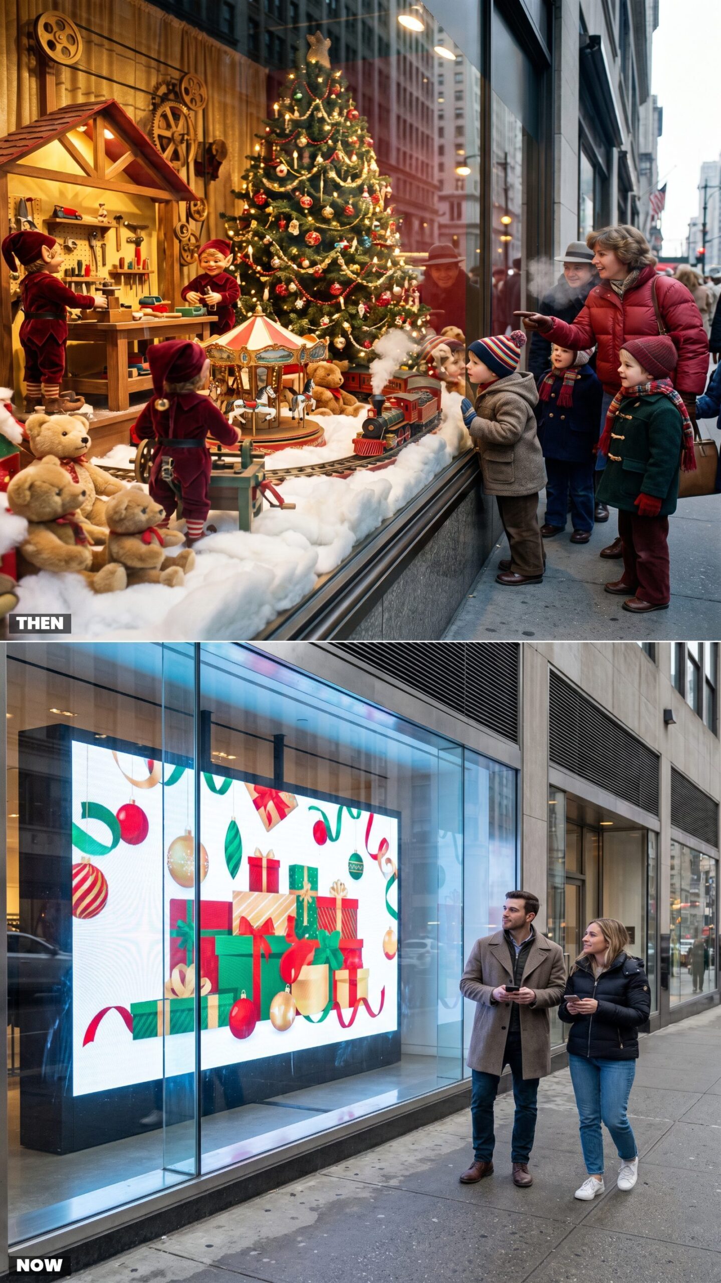 Admiring Mechanical Window Displays vs. Watching LED Video Walls
