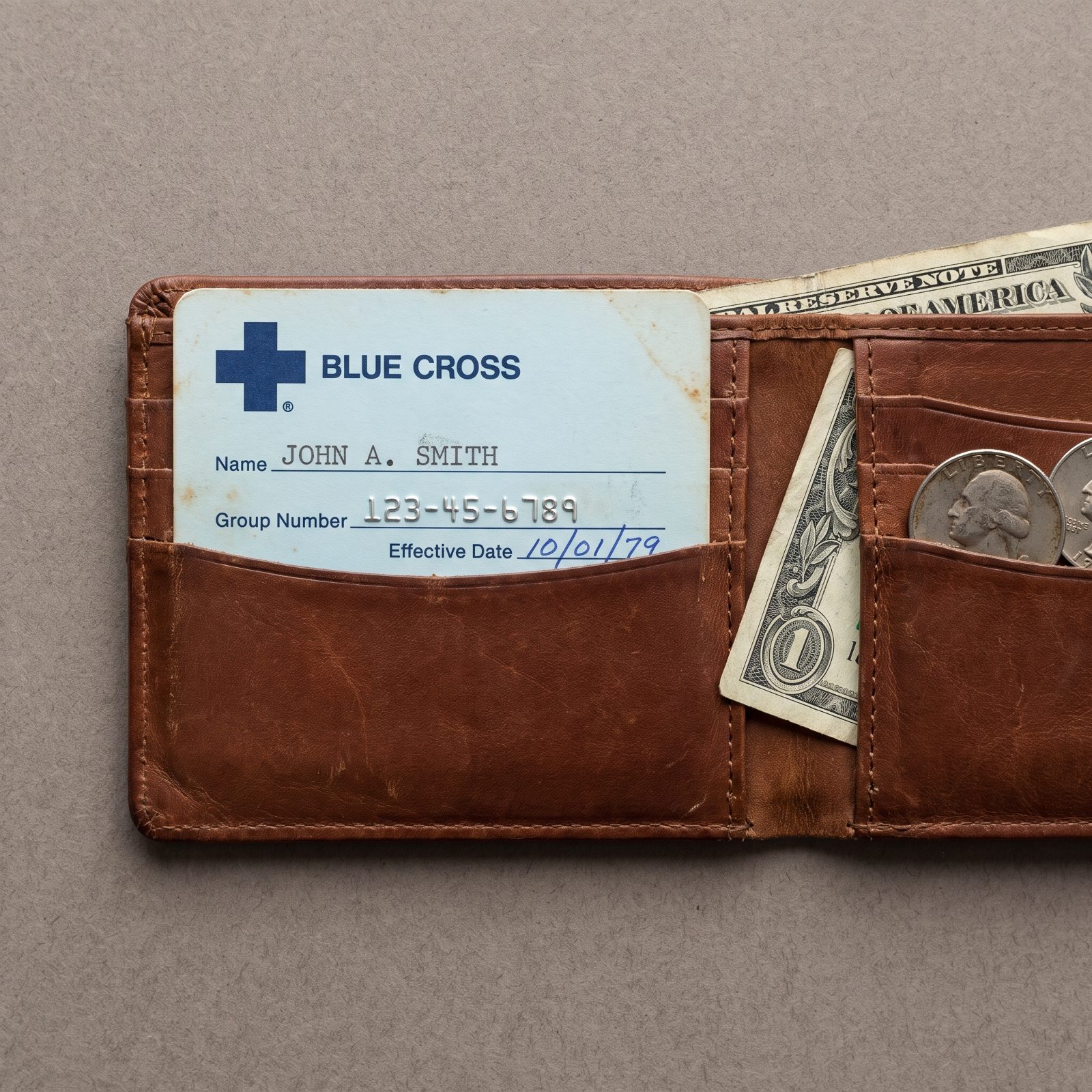 A Blue Cross Insurance Card That Fit Behind the Cash