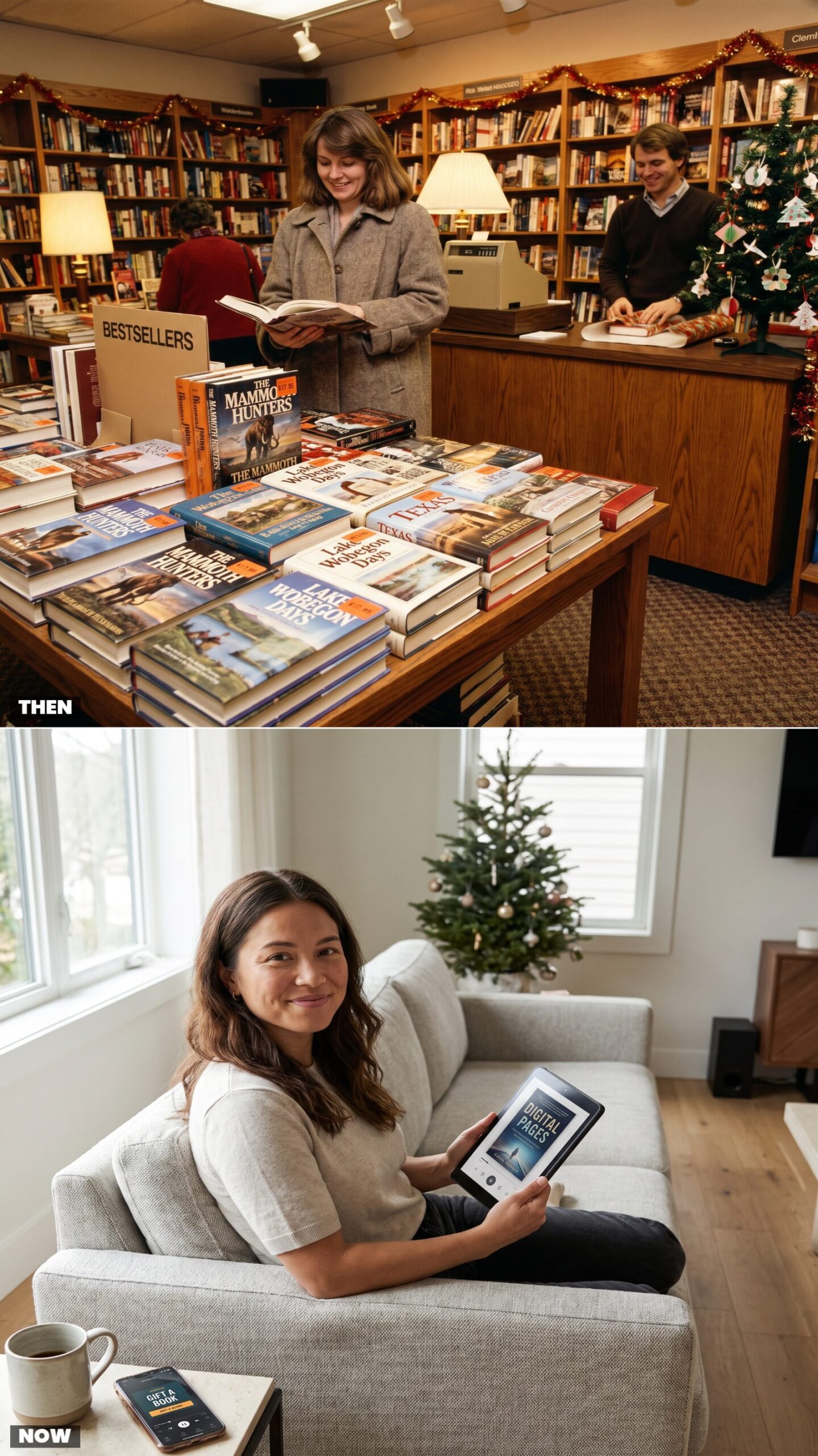 Browsing Waldenbooks for a Bestseller vs. Gifting an E-Book or Audiobook