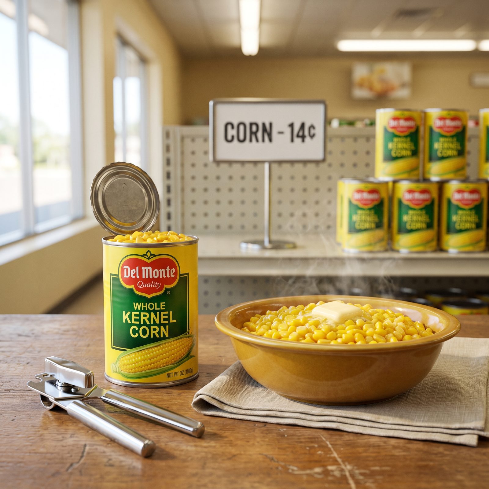 A Can of Whole-Kernel Corn: Around 14 Cents