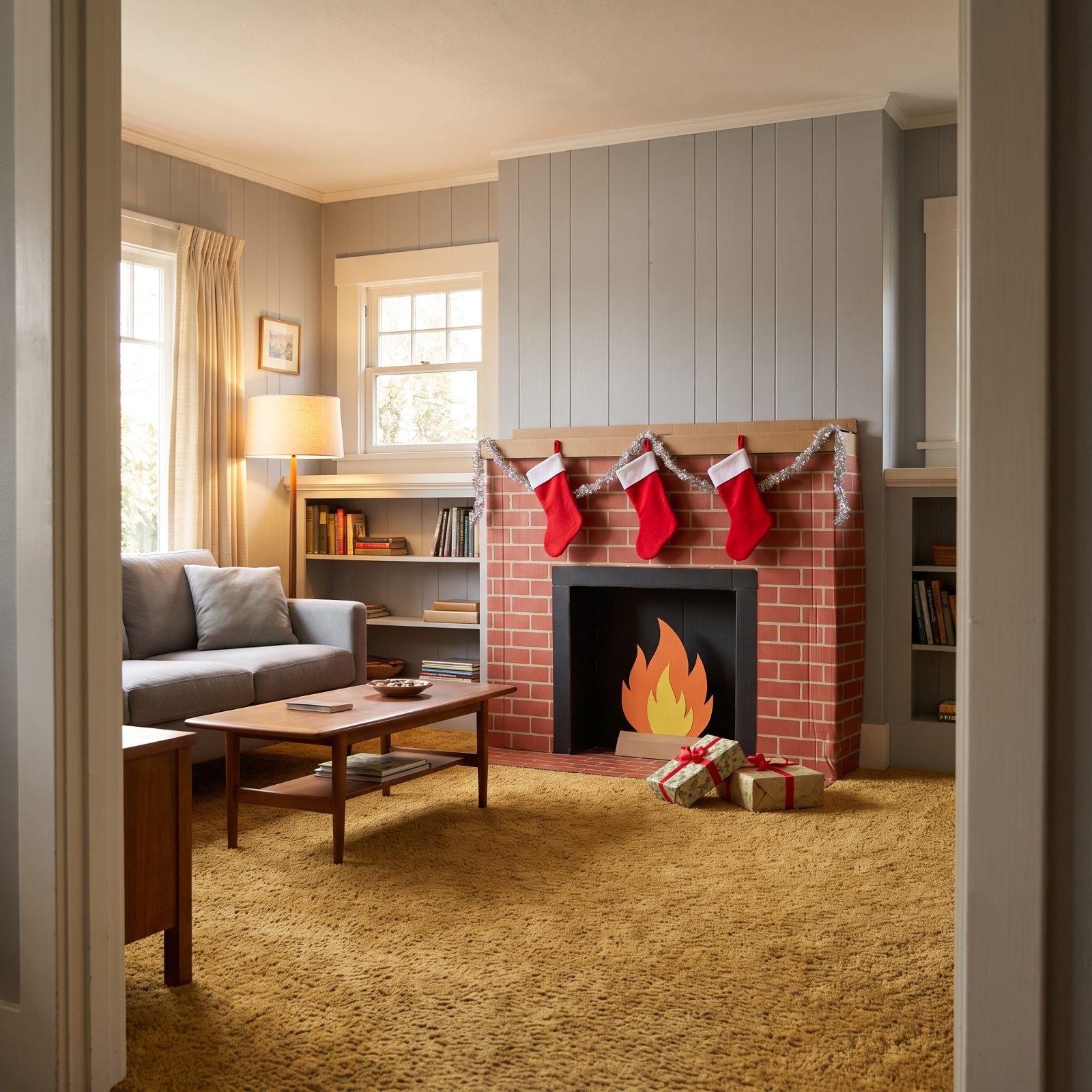 A Cardboard Fireplace Decoration