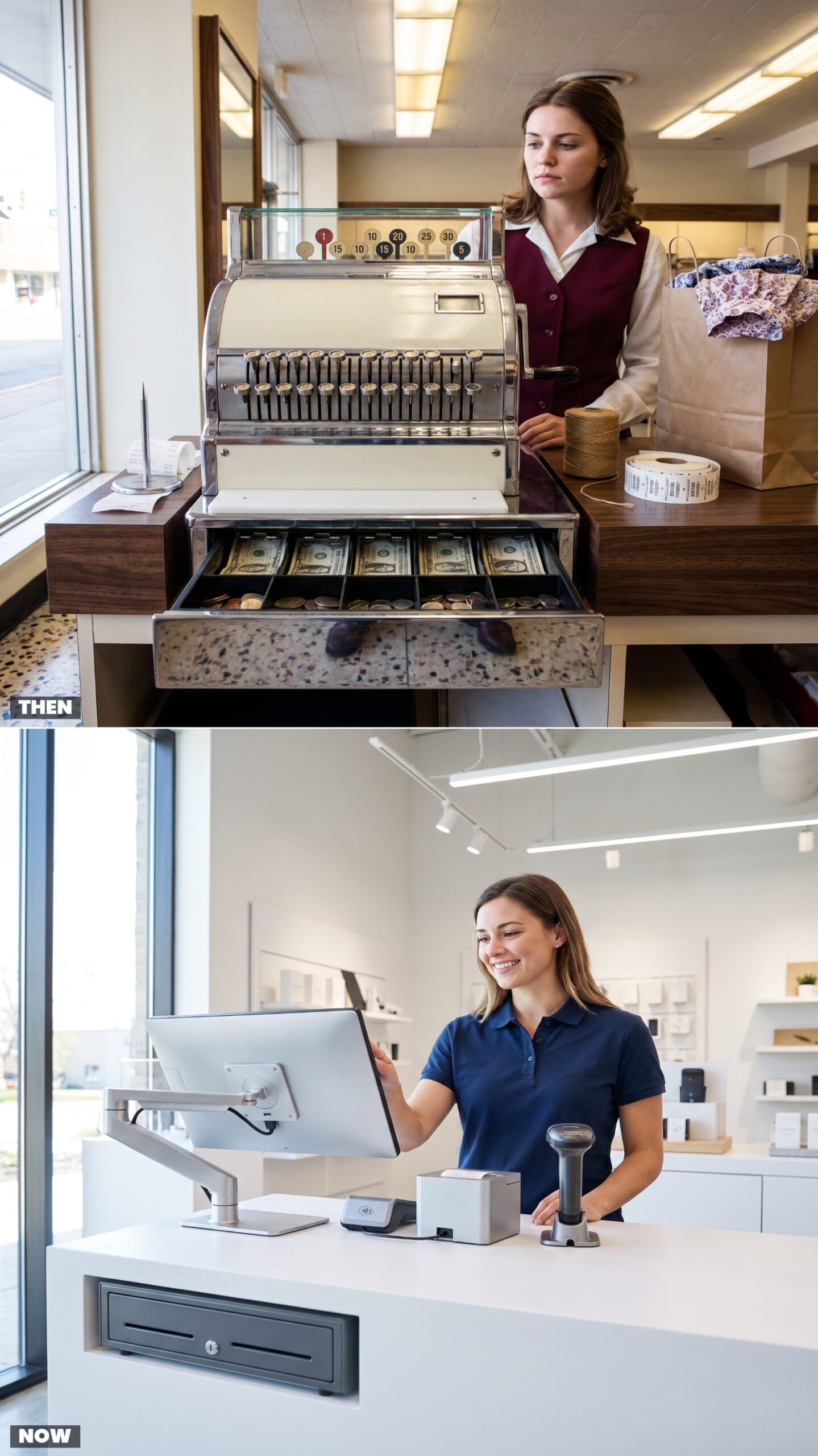 Cashier Station With Mechanical Register