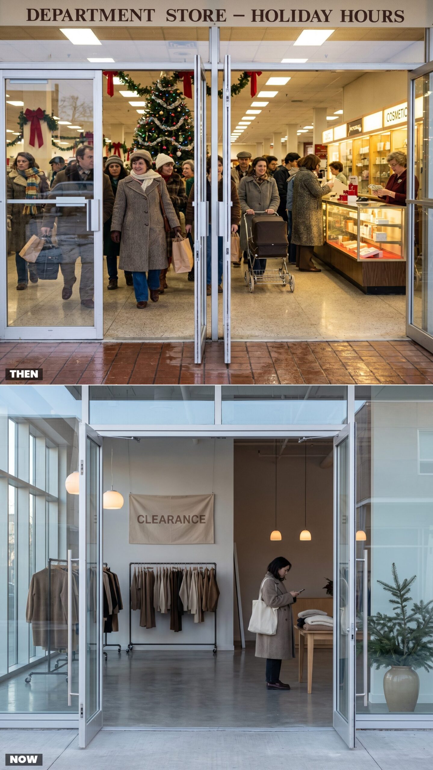 Entering Through a Packed Department Store vs. Walking Past an Empty Anchor