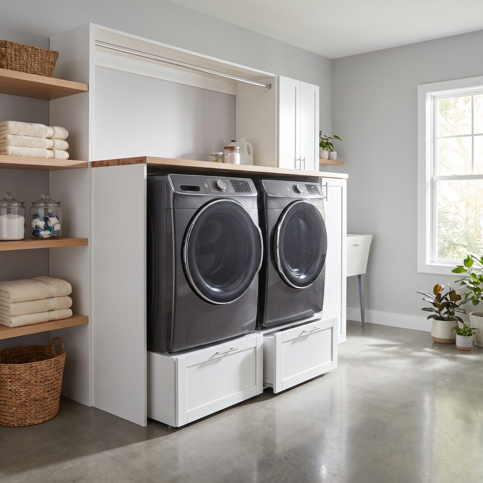 The Garage Laundry Station vs. the Washer and Dryer Wedged in the Kitchen