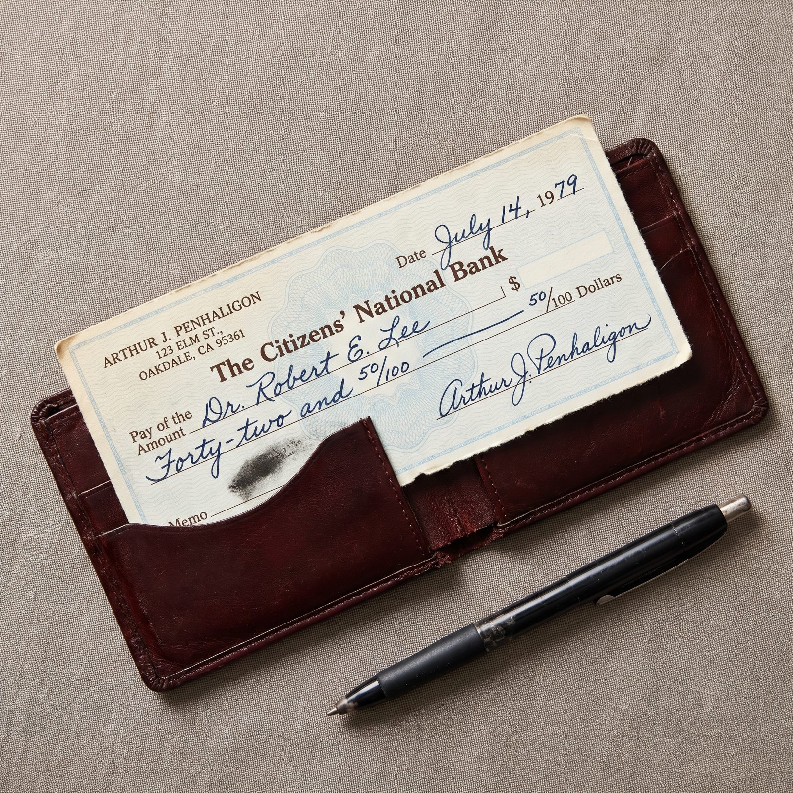 A Handwritten Check From a Personal Checkbook