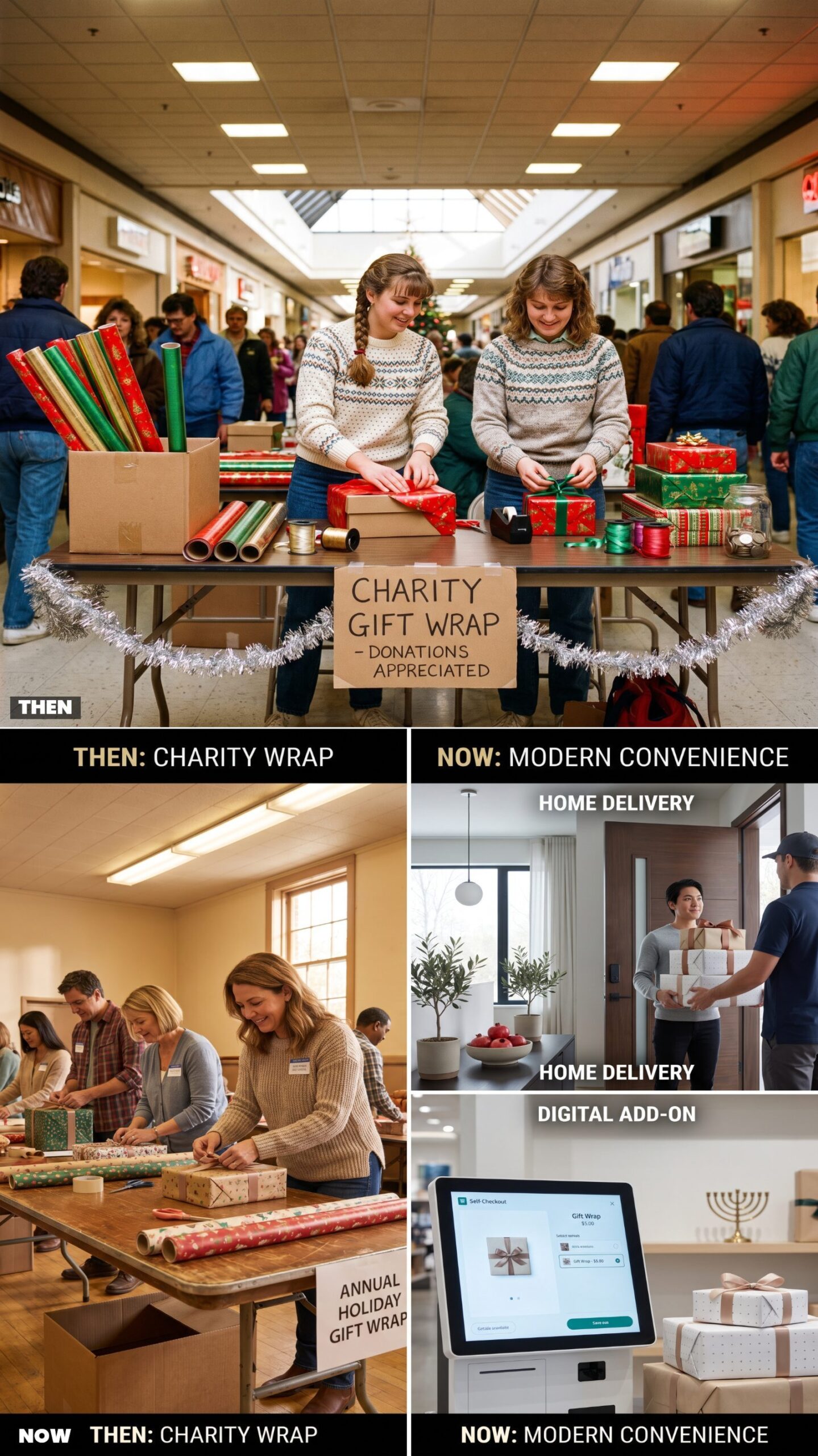 Having Gifts Wrapped at a Charity Table vs. Ordering Them Prewrapped