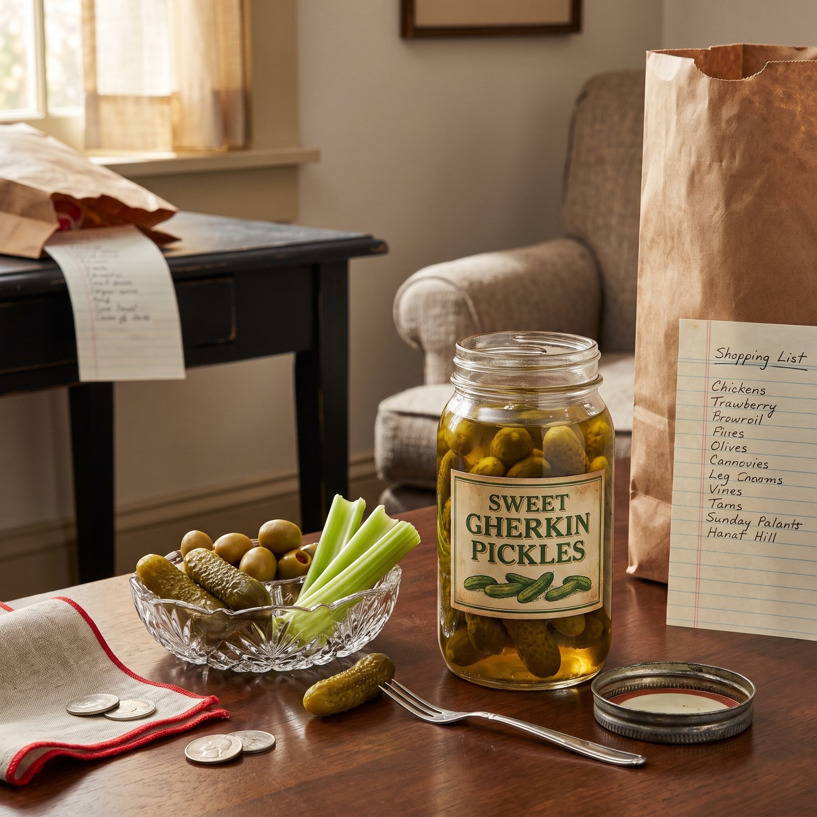 A Jar of Sweet Gherkin Pickles: Around 29 Cents