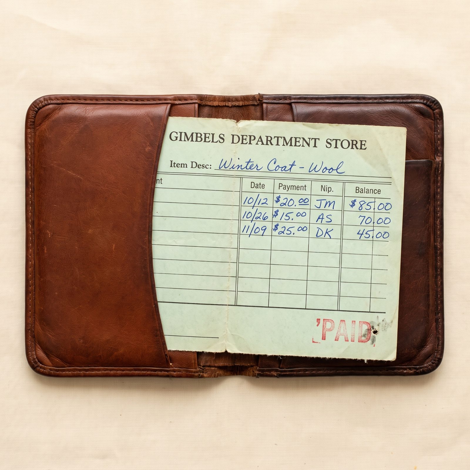 A Layaway Payment Receipt