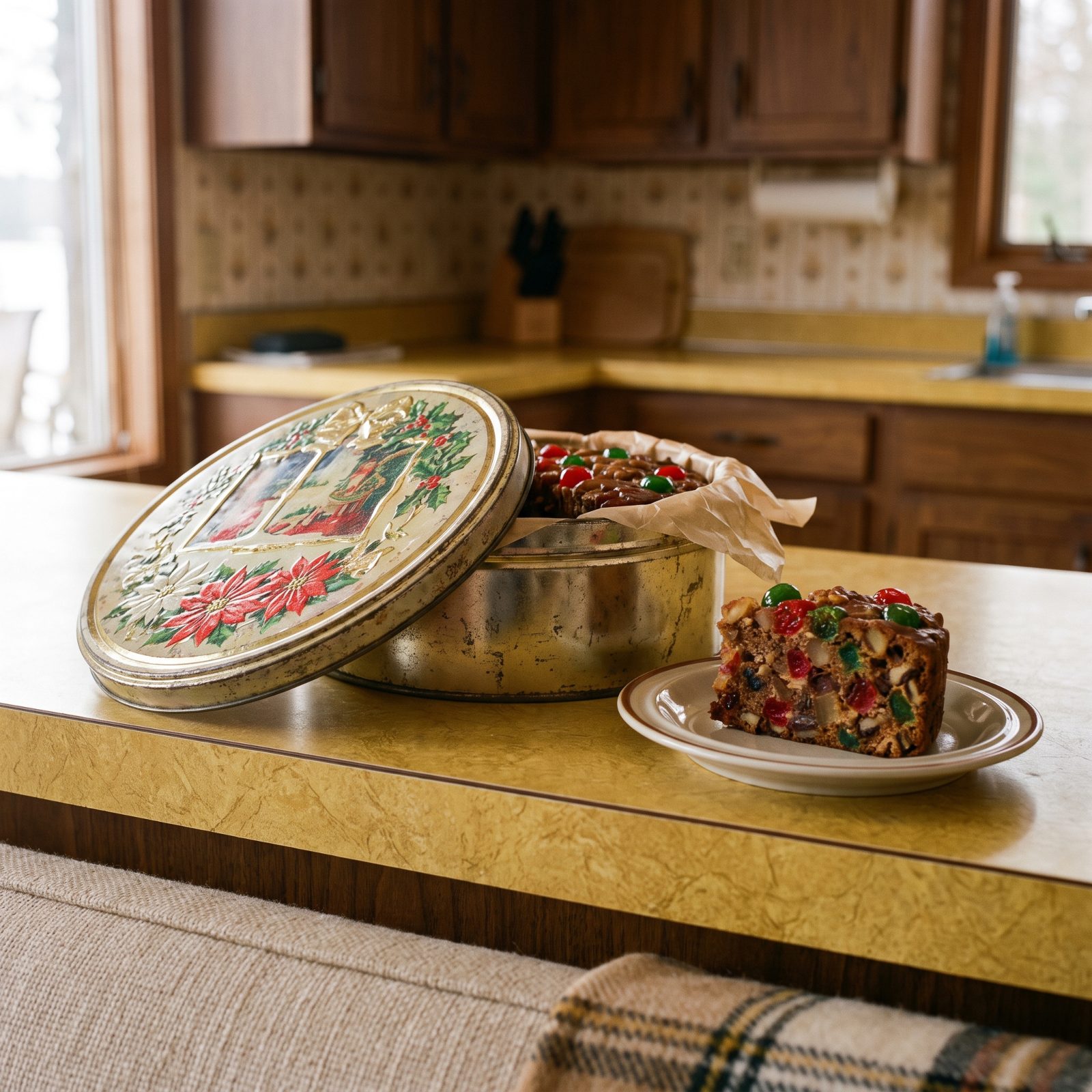A Metal Tin of Mail-Order Fruitcake