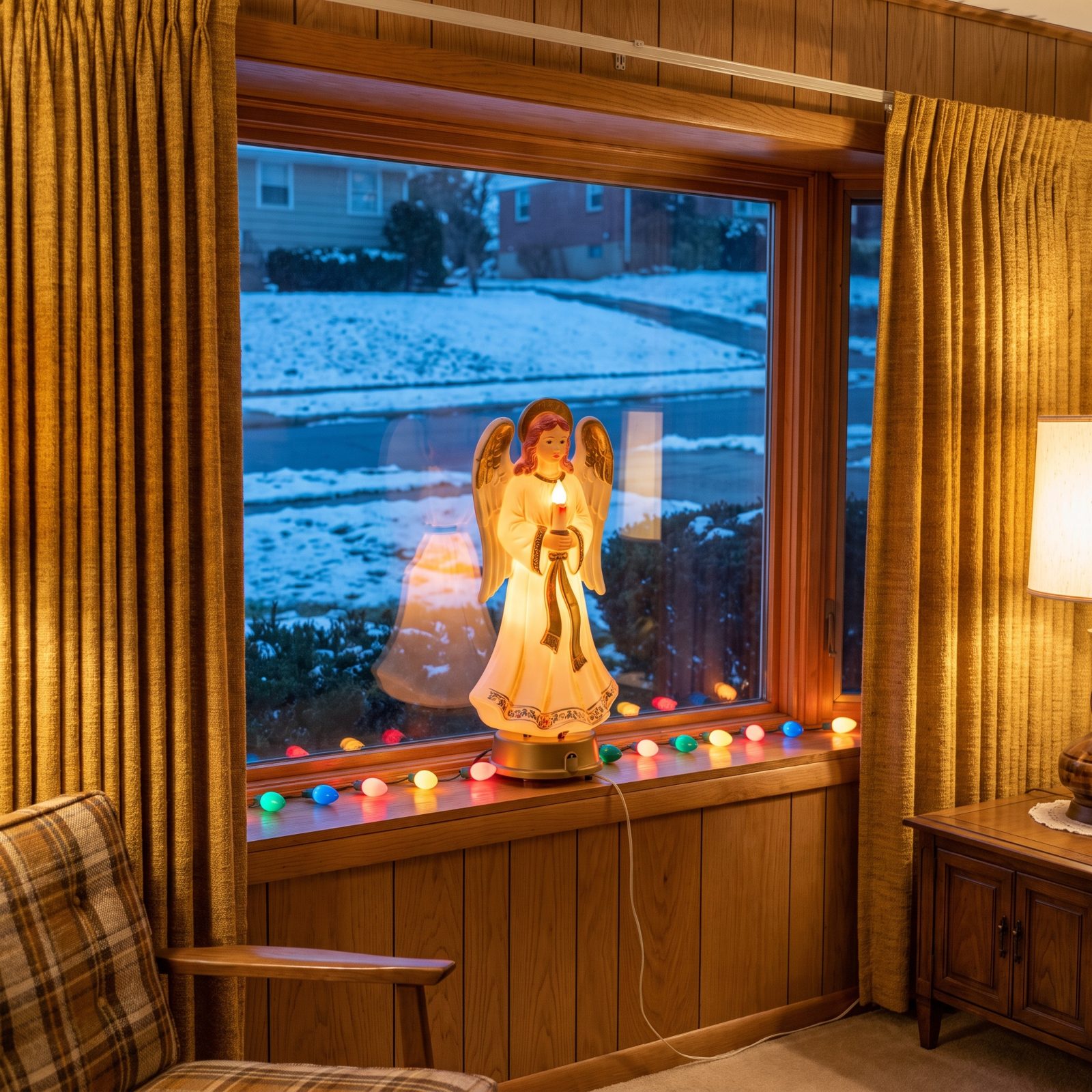 A Motorized Santa or Angel Window Display