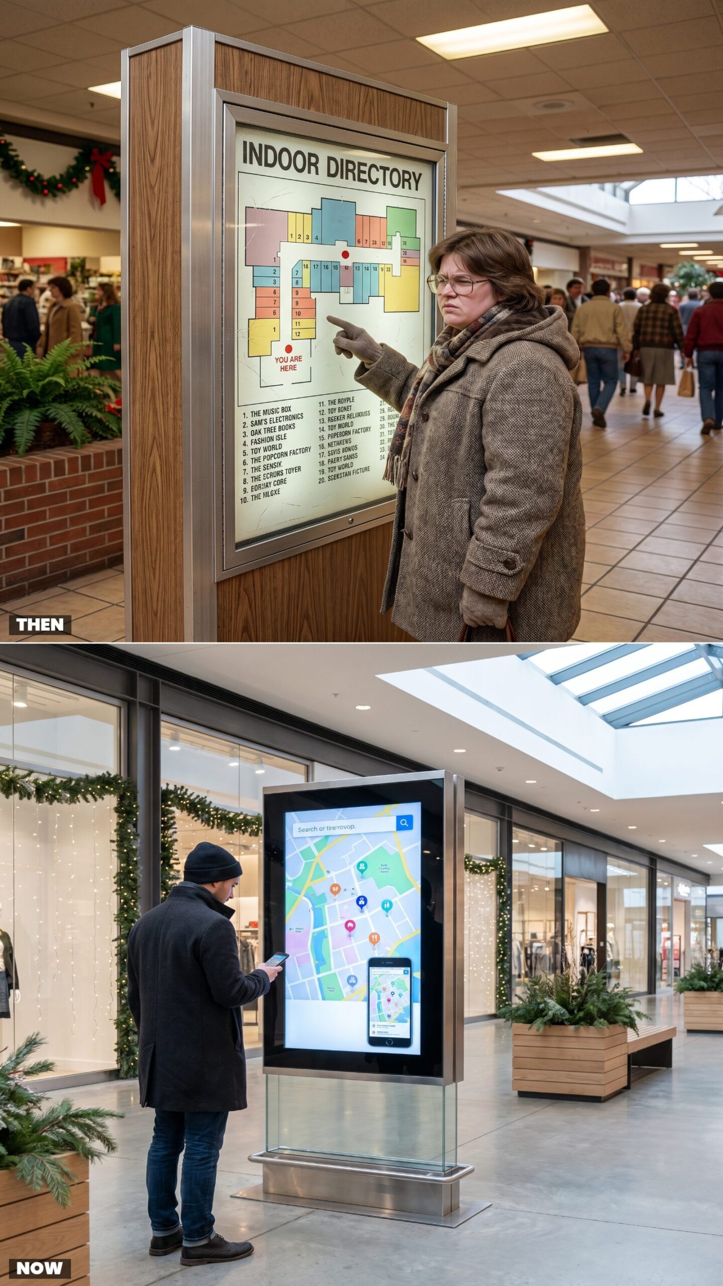 Studying a Printed Mall Directory vs. Following a Digital Map