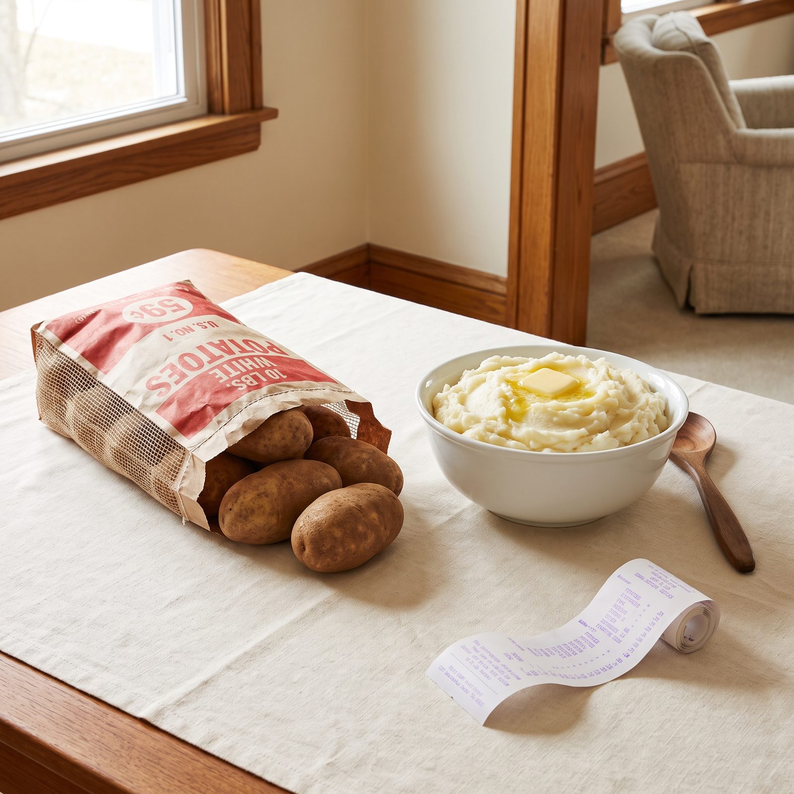 A Ten-Pound Bag of White Potatoes: Around 59 Cents