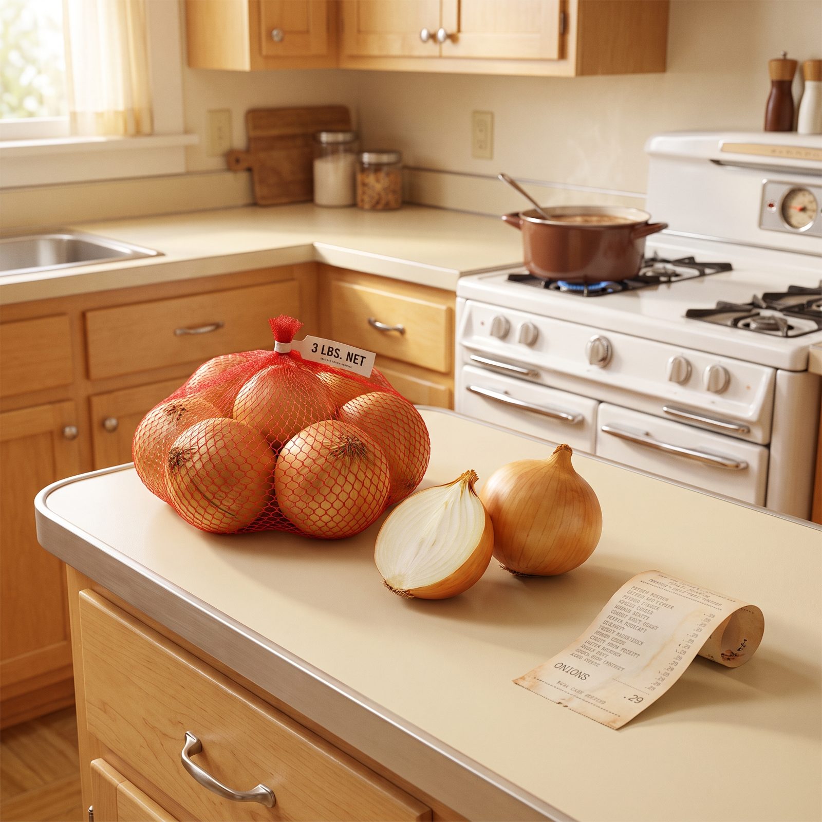 A Three-Pound Bag of Yellow Onions: Around 29 Cents