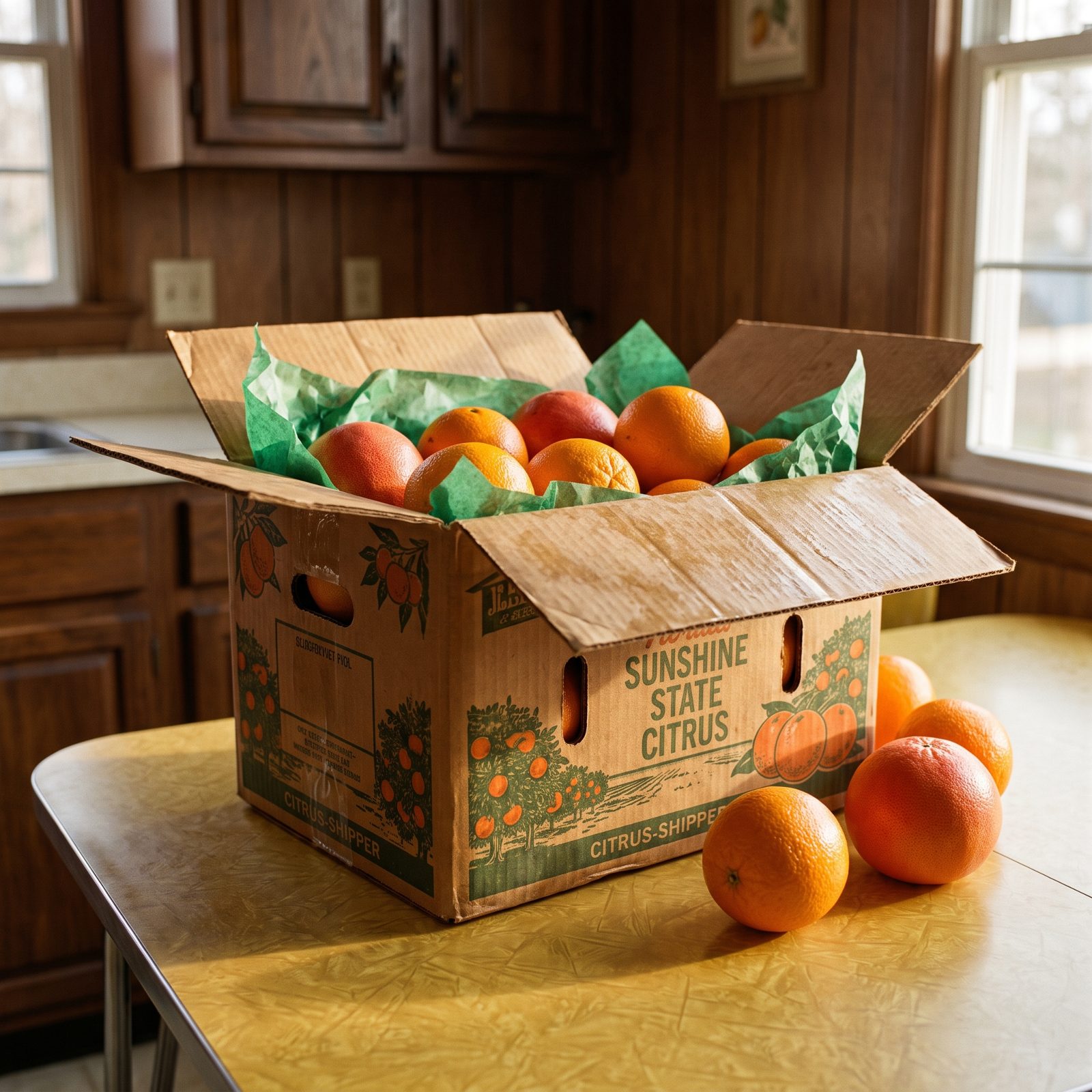 A Waxed-Cardboard Box of Florida Citrus Shipped North