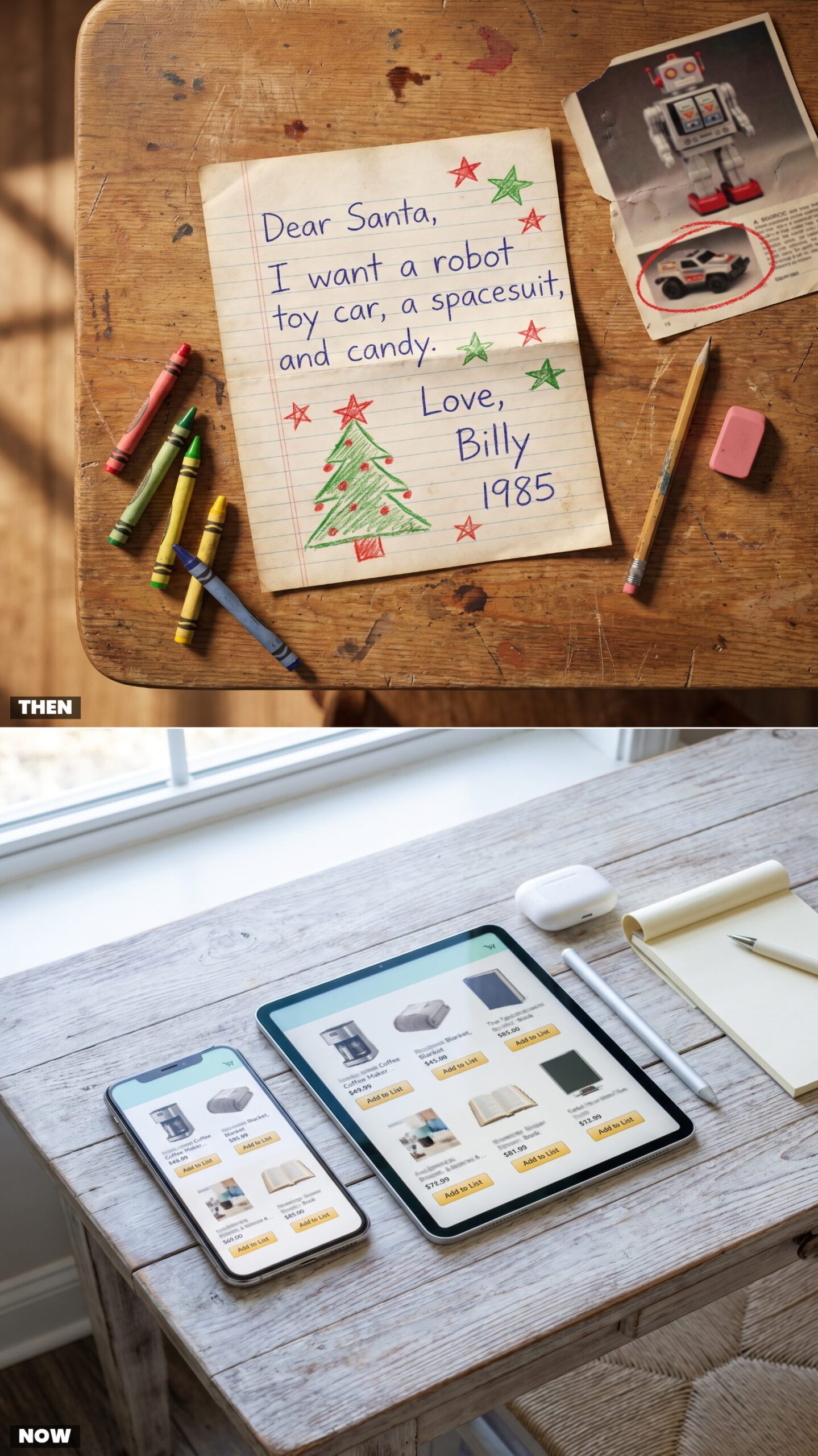 Writing a Wish List on Paper vs. Sharing an Online Gift Registry