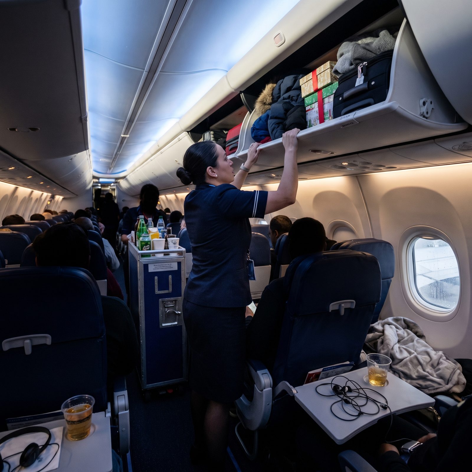 Cabin Crews Managing Full Holiday Flights