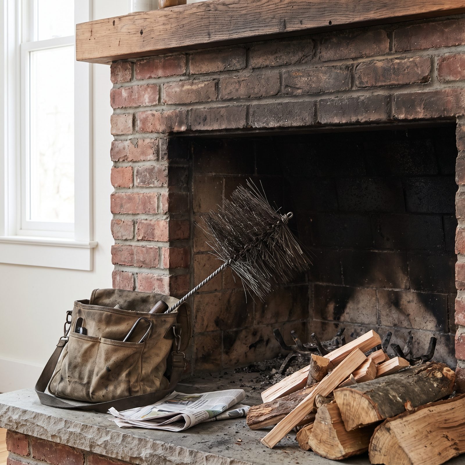 A Chimney Sweep Before Lighting the Fire