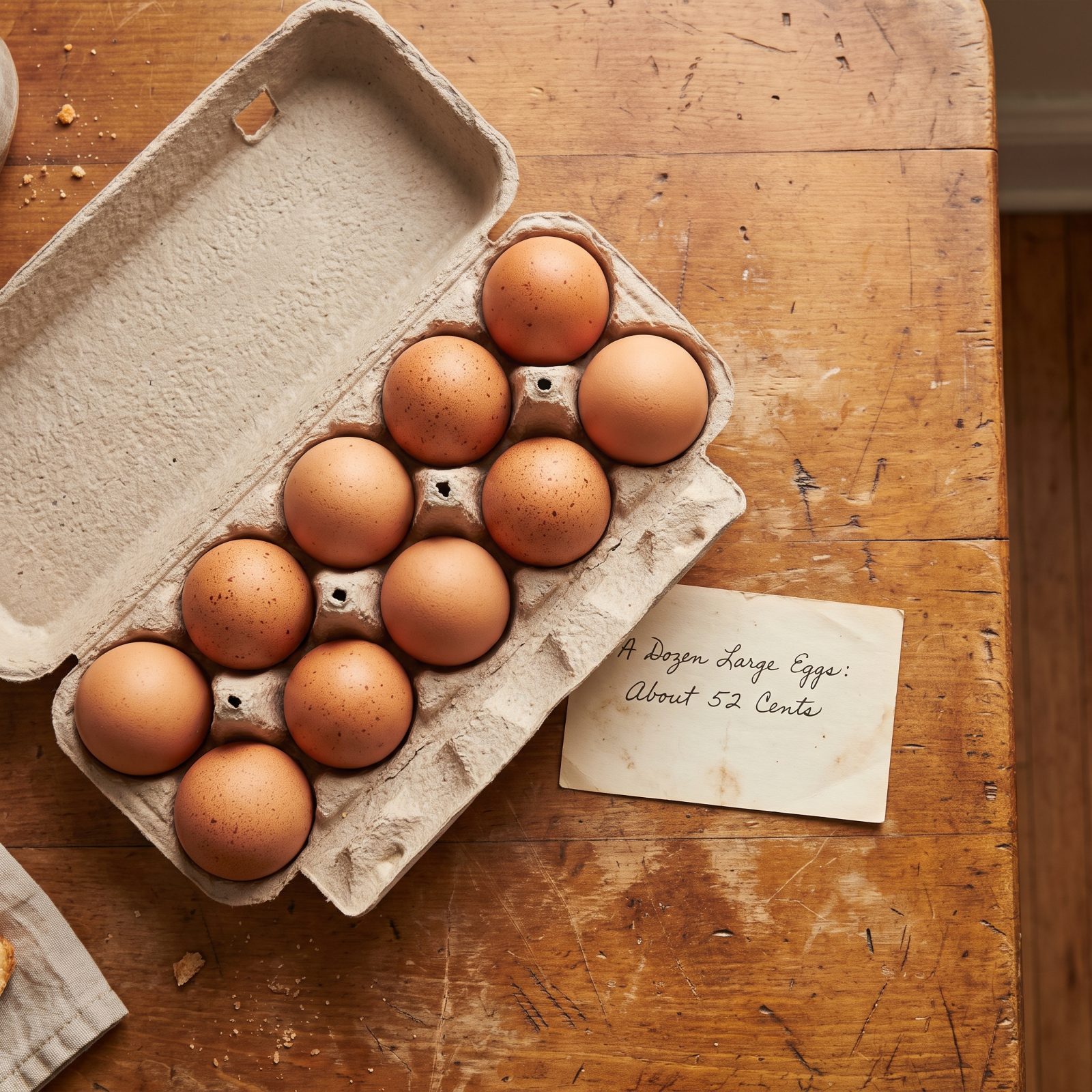 A Dozen Large Eggs: About 52 Cents