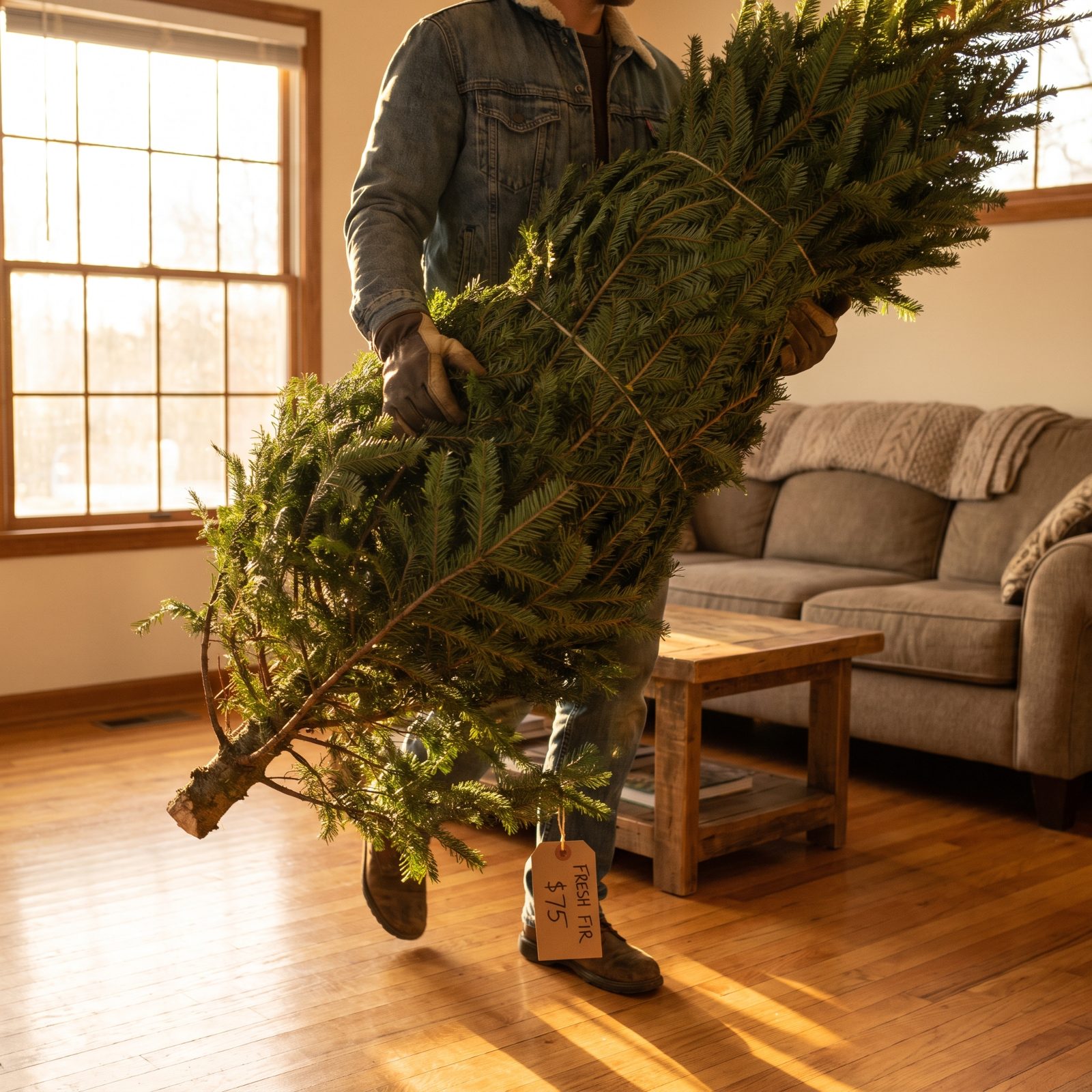 A Fresh Christmas Tree and Its Stand