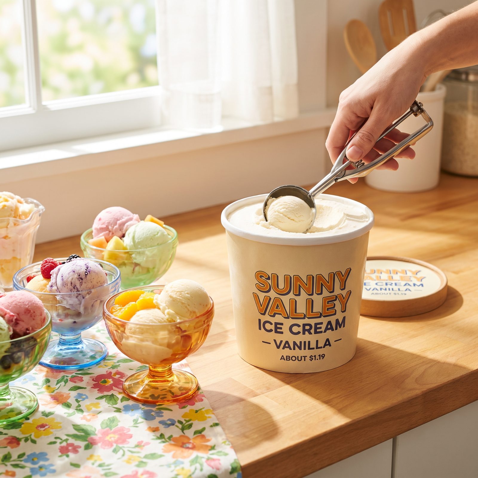 A Gallon of Ice Cream: About $1.00 to $1.20