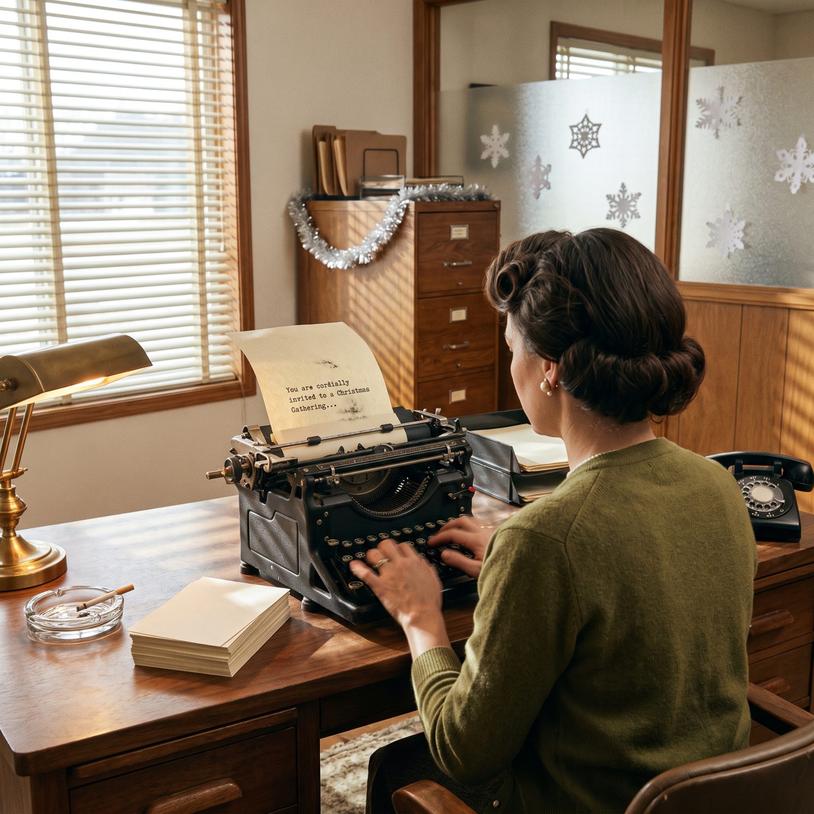 Typing Party Invitations on a Manual Typewriter